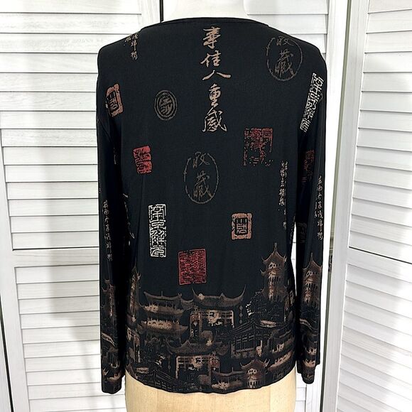 Chico's Travelers Top Size 3 (16) Asian Inspired - Picture 6 of 11